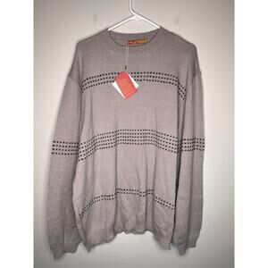 NWT Kuna Greige Gray Soft Baby Alpaca Minimalist Dot Stripe Crewneck Sweater XXL